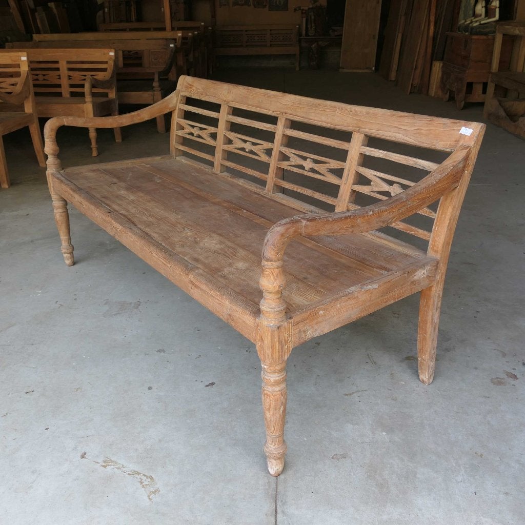 Diepe stationsbank RQ15 teak hout bank lounge Ibiza lounge, Ophalen of Verzenden