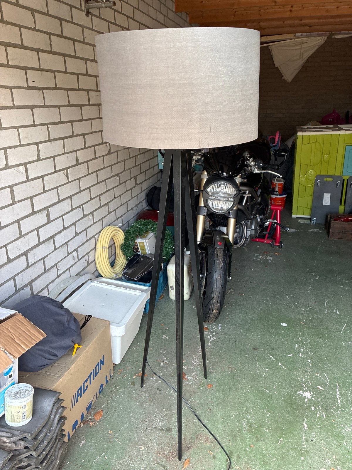 Stijlvolle Zuiver Tripod Vloerlamp met stoffen kap, Ophalen, Zo goed als nieuw, Metaal, 150 tot 200 cm