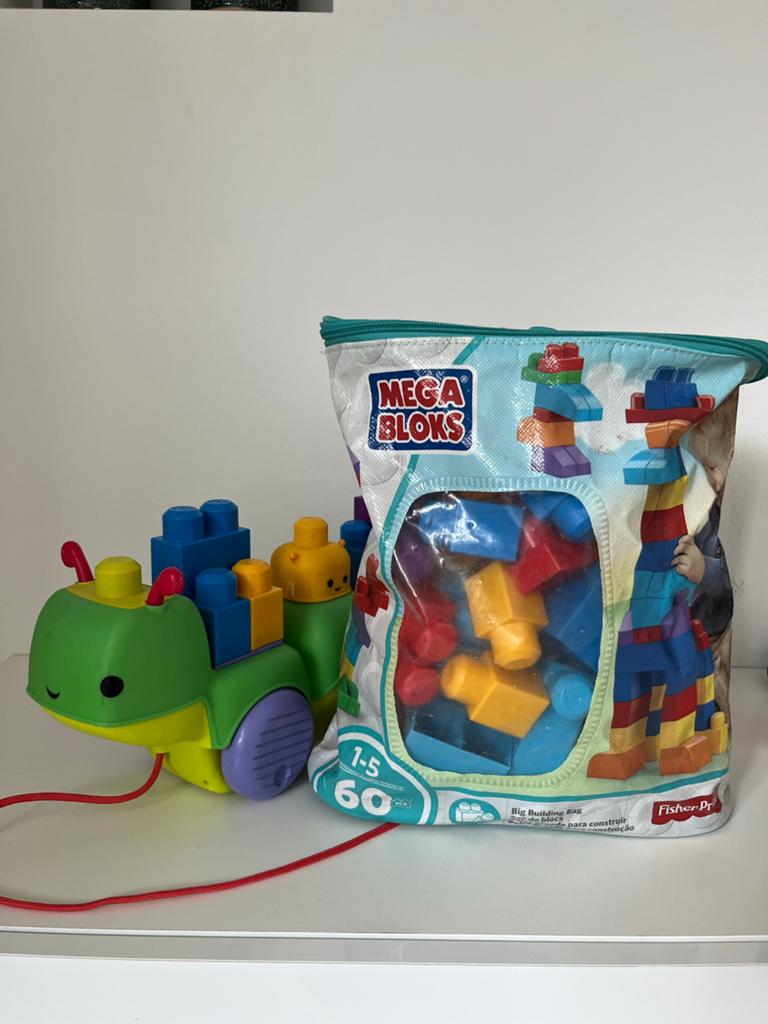 Megabloks Fisher Price Rups met 60 blokken, Ophalen of Verzenden, Gebruikt, Overige typen, Met wieltjes