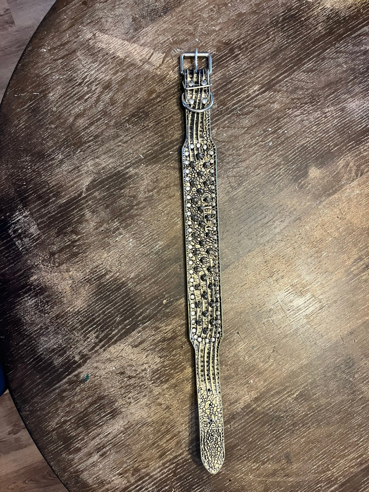 Echt lederen halsband 46-51 cm 5cm bereed, Ophalen of Verzenden, Zo goed als nieuw