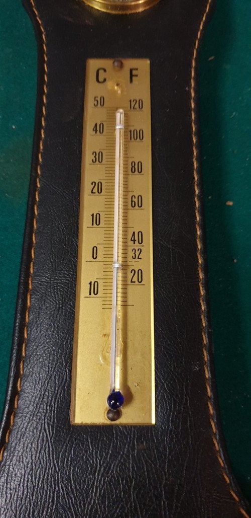 barometer met leer bekleed, Verzamelen, Ophalen of Verzenden