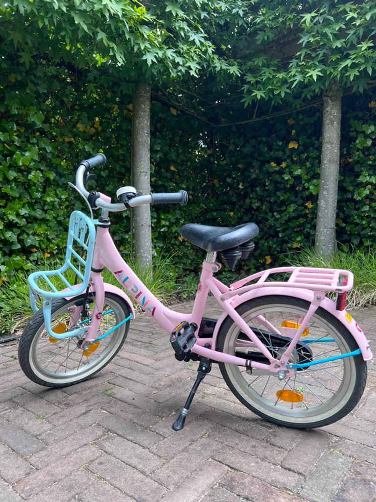 Alpina meisjesfiets 16 inch, Fietsen en Brommers, Fietsen | Meisjes, Ophalen, Gebruikt, Terugtraprem, 16 inch