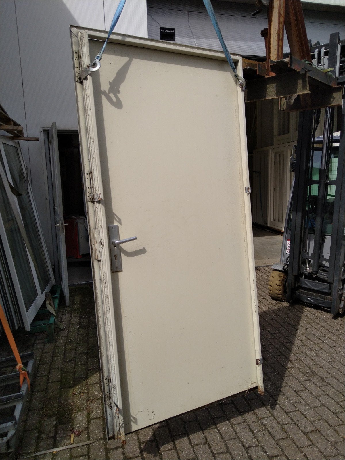 staal kozijn met dichte deur, 100 tot 120 cm, Gebruikt, 215 cm of meer, Ophalen of Verzenden