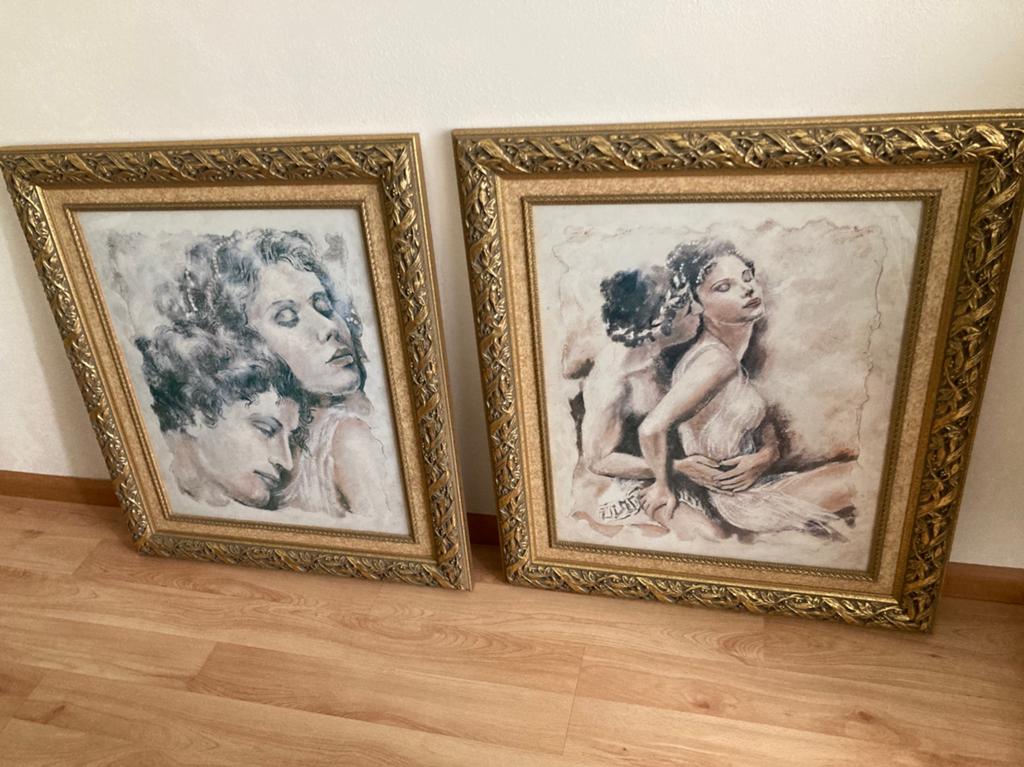 2x Schilderij 70x80 cm - Romantische Scènes, Ophalen