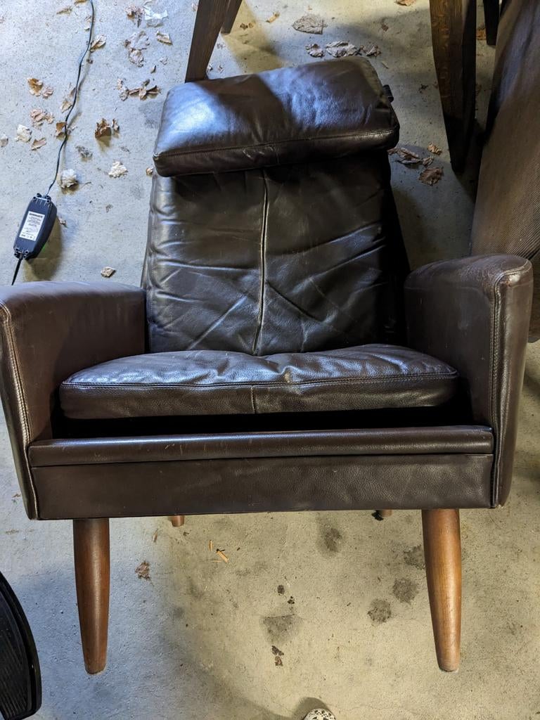 Vintage leather chair, Ophalen, Gebruikt, 75 tot 100 cm