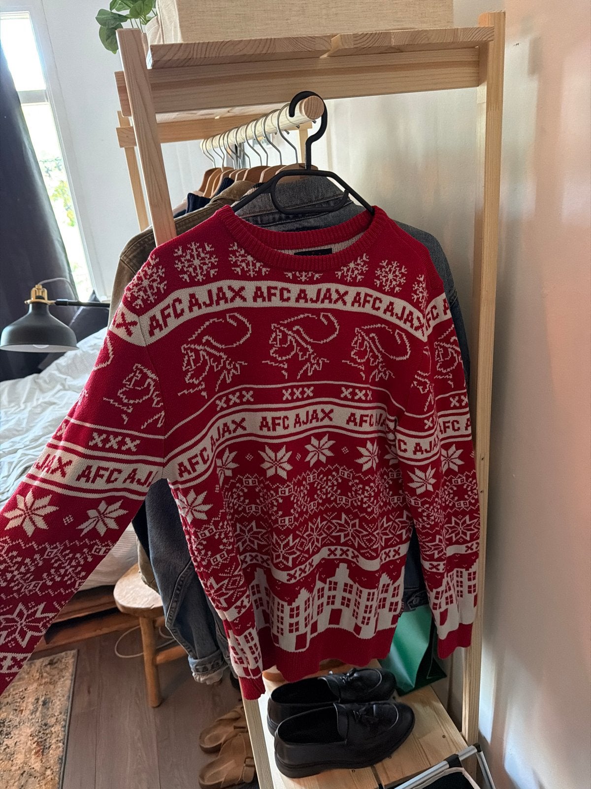 Ajax Kersttrui - Rood/Wit - Maat L, Ophalen, Gedragen, Maat 52/54 (L), Rood