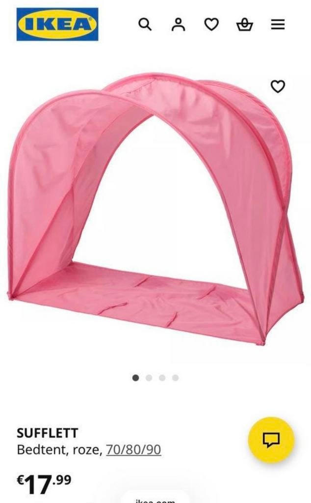 Ikea Sufflett bedtent roze - in goede staat, Ophalen, Zo goed als nieuw, Minder dan 140 cm, Minder dan 70 cm
