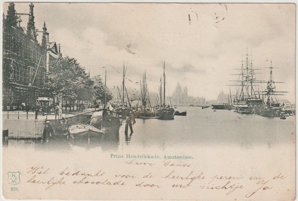 Amsterdam Prins Hendrikkade hk Schippersgracht p.tram # 1899, Verzenden, Voor 1920, Gelopen, Noord-Holland
