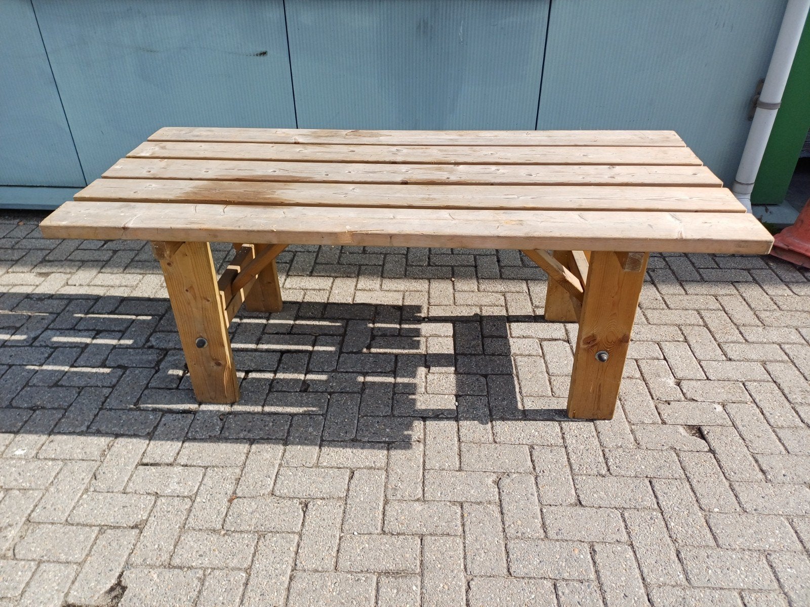 Robuuste houten tafel Hillhout Excellent 179x78x71 cm, Tuin en Terras, Ophalen, Gebruikt, Rechthoekig, Hout