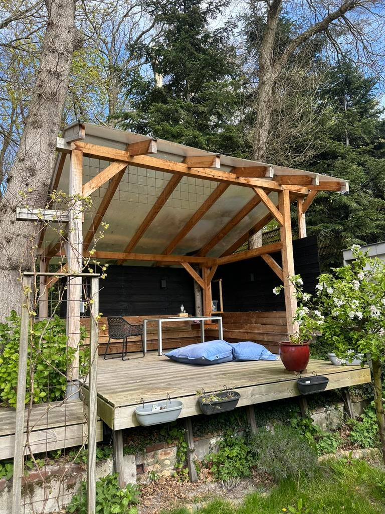 Grote overkappung voor in de tuin (bouwpakket), Tuin en Terras, Overkappingen, Ophalen, Zo goed als nieuw, Veranda