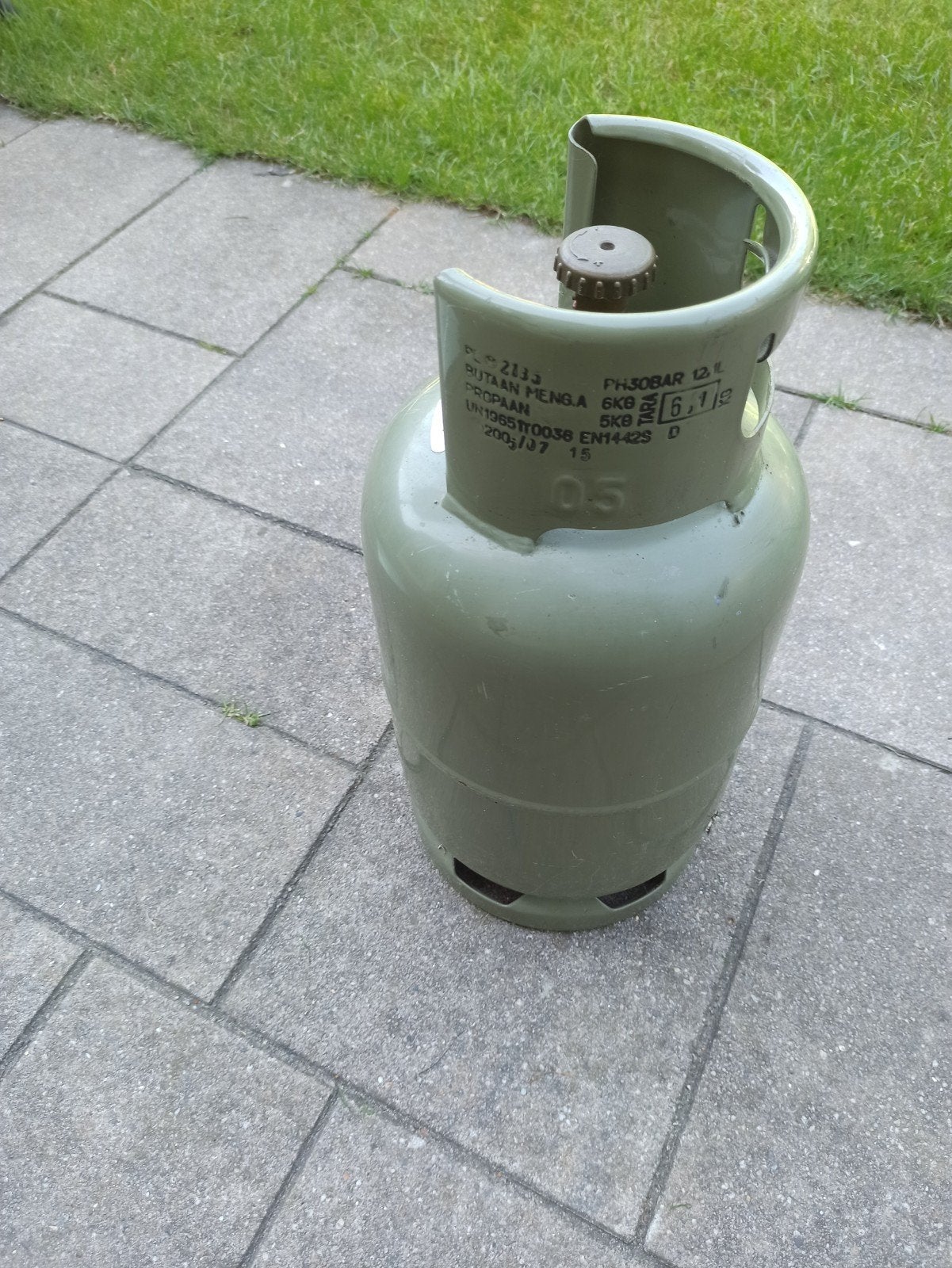 Gasfles 5kg propaan - halfvol, Ophalen of Verzenden, Gebruikt, Onbekend