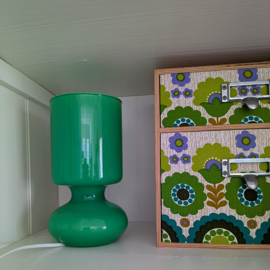 Groene Ikea Lykta mushroom lamp Vintage glas, Ophalen of Verzenden, Zo goed als nieuw, Glas, Minder dan 50 cm