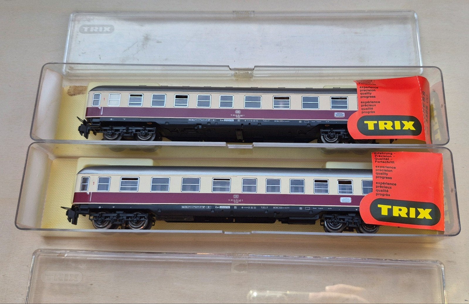 Trix Express 2 wagons 3385 DB, Gebruikt, Gelijkstroom, Trix, Wagon