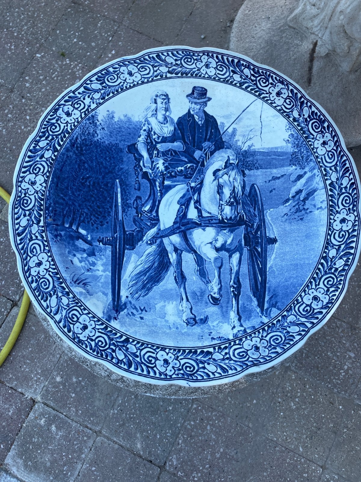 Delfts Blauw Wandbord - Koetsrit Scène, Antiek en Kunst, Ophalen of Verzenden