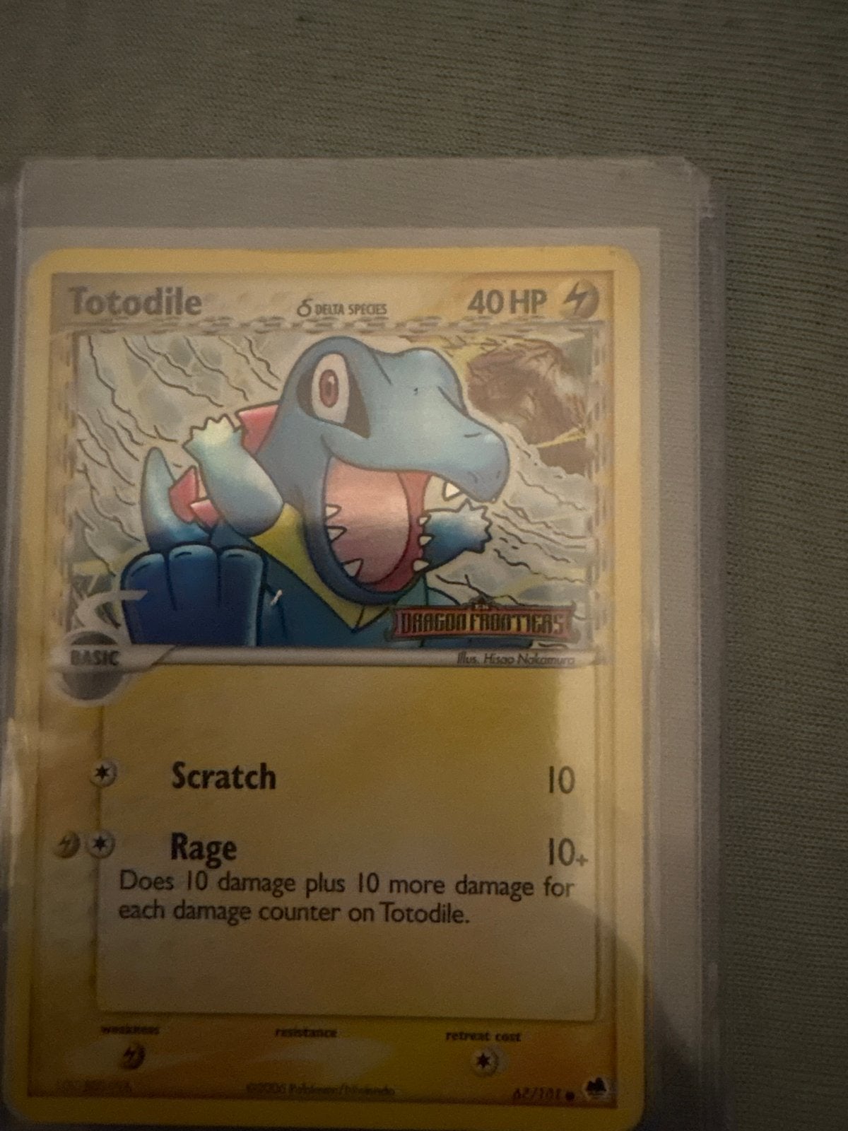 Pokémon Kaart: Totodile Delta Species (Dragon Frontiers), Ophalen of Verzenden, Gebruikt, Losse kaart, Foil