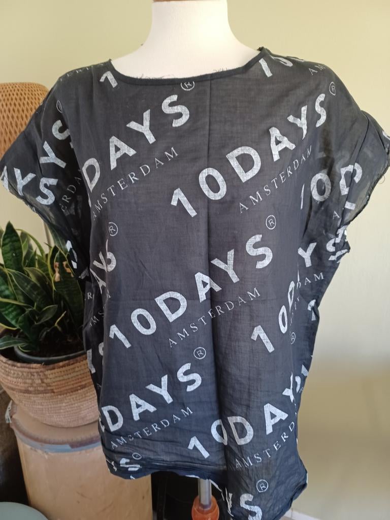 10 days shirt zwart mt 1, Ophalen of Verzenden, Zo goed als nieuw, Zwart, Korte mouw