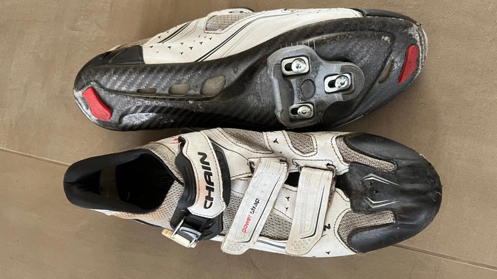 Chain racefietsschoenen maat 45 zwart wit full carbon zool, Ophalen of Verzenden, Gebruikt, Schoenen