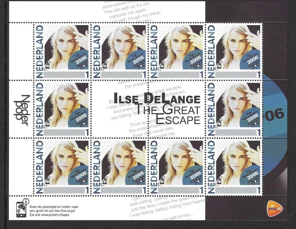 Vel persoonlijke zegels Nederpop Ilse de Lange, postfris, Postzegels en Munten, Ophalen of Verzenden, Postfris