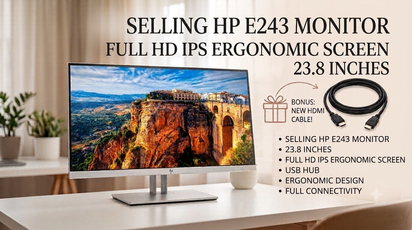 HP EliteDisplay E243 - 23.8" Full HD IPS Monitor, Computers en Software, DisplayPort, Full HD, Zo goed als nieuw, HP
