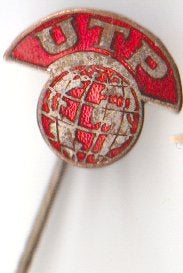 Vintage speld UTP- globe emaille, Verzamelen, Speldjes, Pins en Buttons, Verzenden, Zo goed als nieuw, Transport