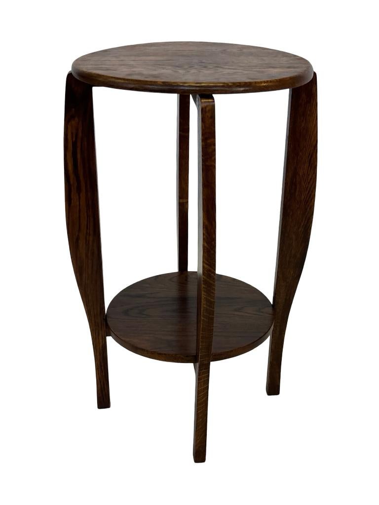 Art Deco bijzettafel/plantentafel van eikenhout, design 1950, Ophalen, Minder dan 55 cm, Gebruikt, Art Deco tafeltje