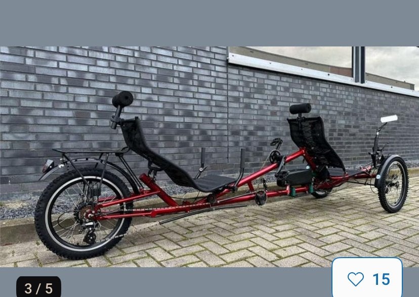 Electrische tandem wegens Hernia te koop, Ophalen, Zo goed als nieuw, Minder dan 10 versnellingen