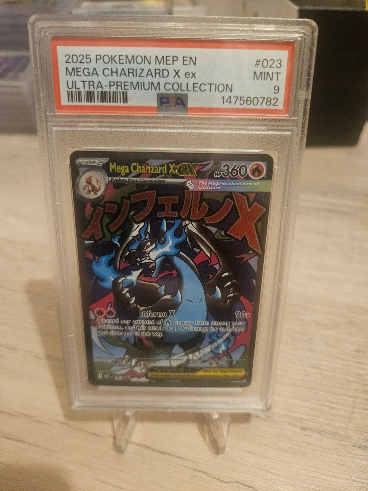 Mega Charizard X EX Pokémon kaart PSA 9 MINT, Ophalen of Verzenden, Zo goed als nieuw, Losse kaart