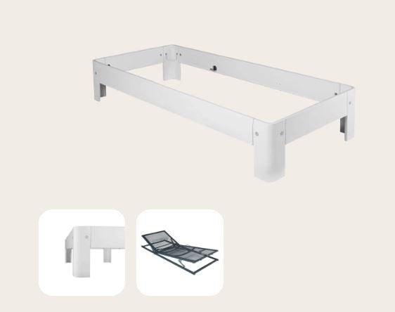 Auping bed met handmatig verstelbare lattenbodem, Ophalen, 90 cm, Eenpersoons, Wit