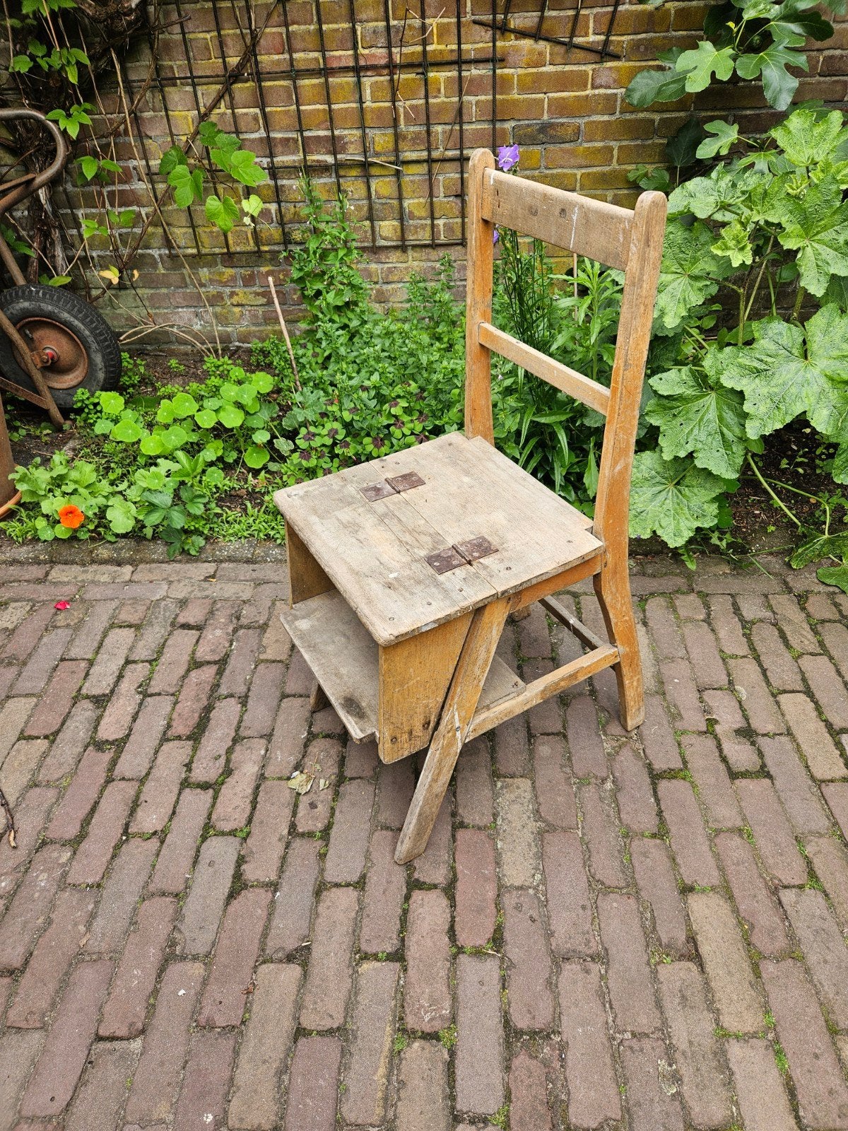 Vintage houten stoel/trapje - opknapper, Ophalen