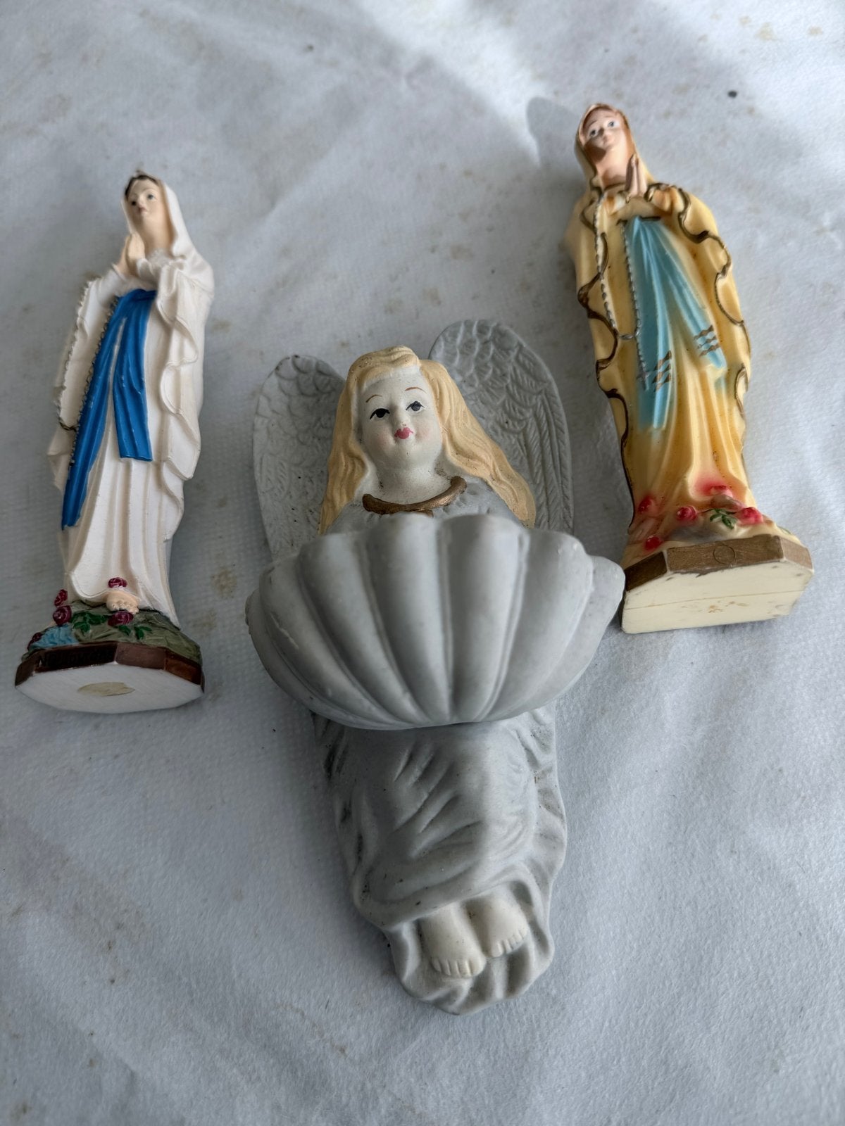 Set van 3 religieuze beeldjes: Maria en engel, Antiek en Kunst, Ophalen of Verzenden