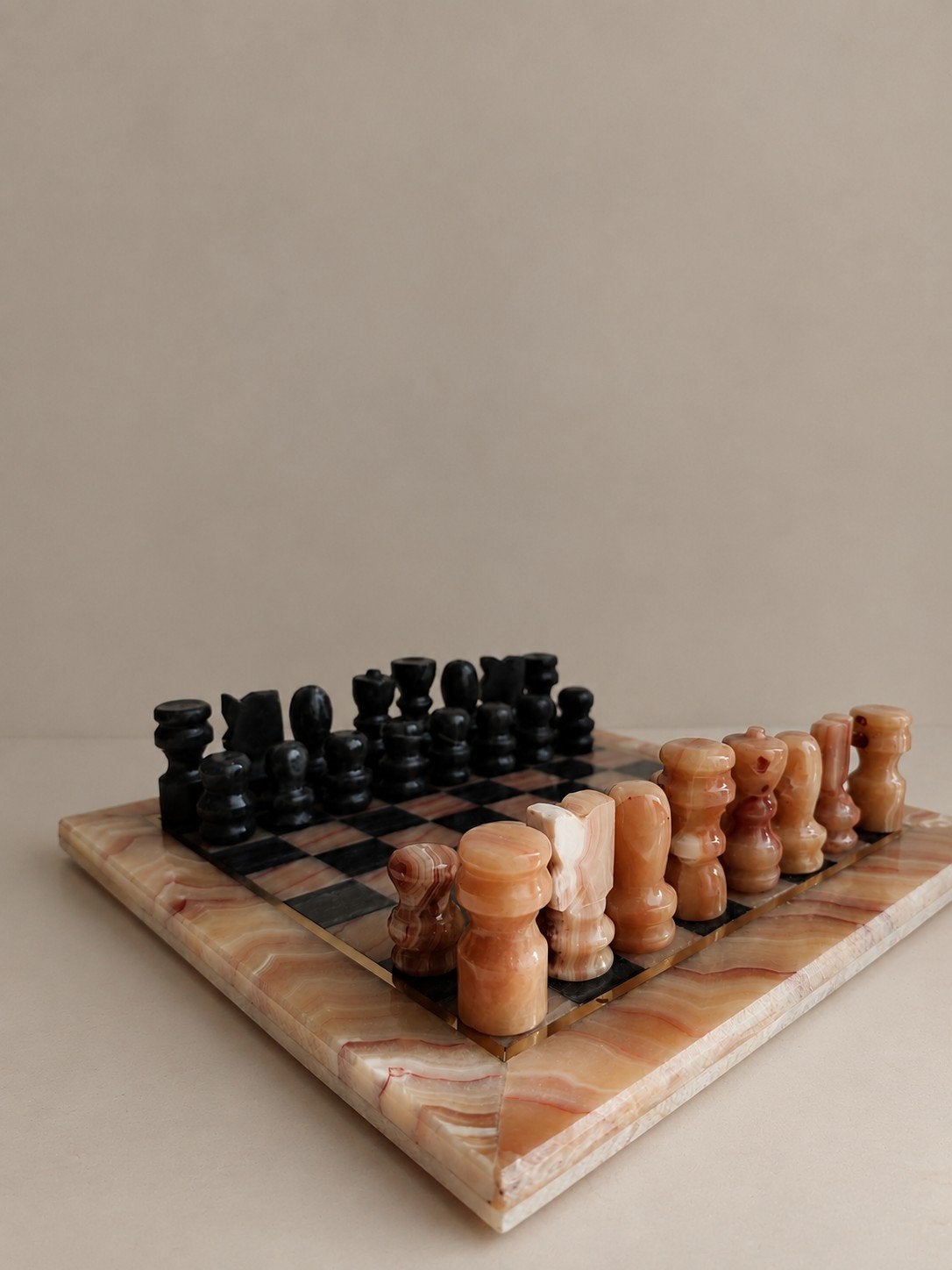 Marmeren schaakspel - Handgemaakt, Een of twee spelers, Ophalen of Verzenden, Zo goed als nieuw