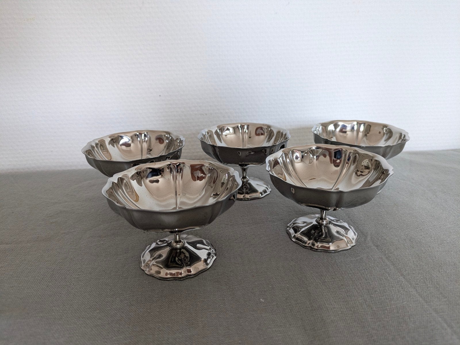 Inox RVS Franse Retro Vintage coupes dessert ijs dips tapas, Ophalen of Verzenden, Glas, Overige stijlen, Schaal of Schalen
