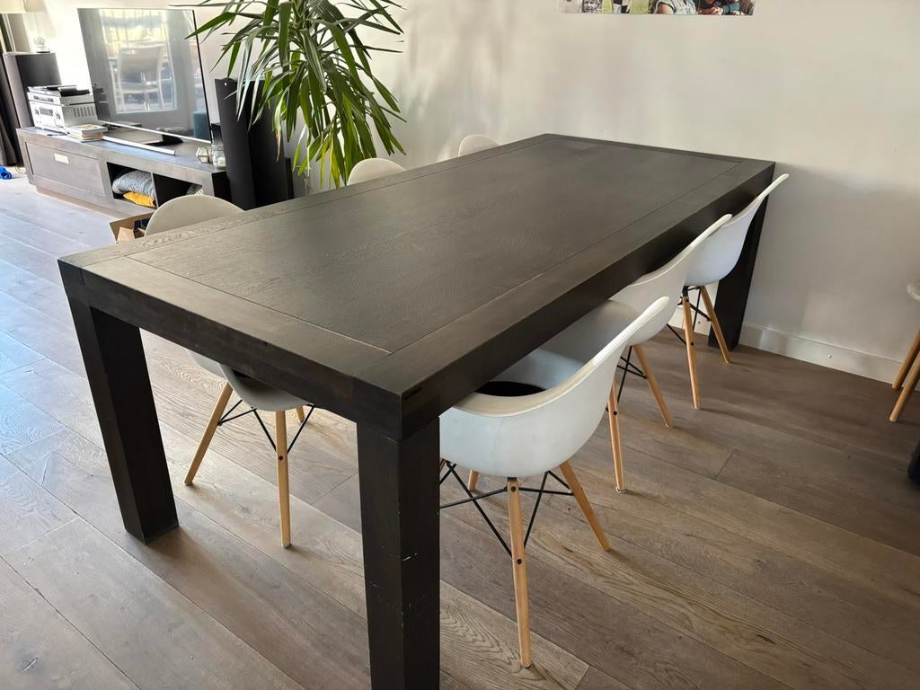 Rustiek eiken eettafel, Ophalen, Gebruikt, Eikenhout, 200 cm of meer
