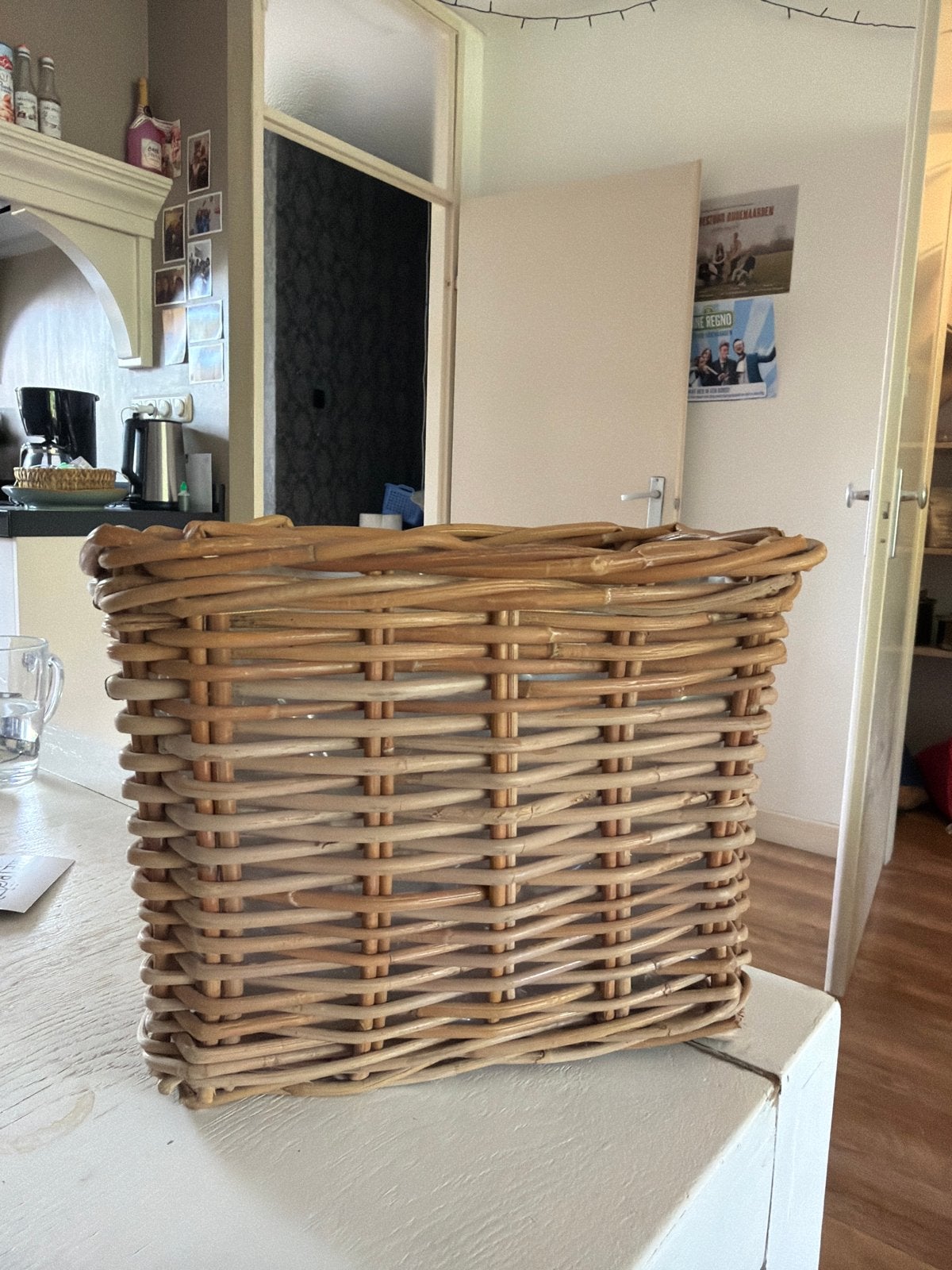 Rotan plantenbak met plastic binnenkant, Tuin en Terras, Bloembakken en Plantenbakken, Ophalen, Overige materialen, Gebruikt, Binnen