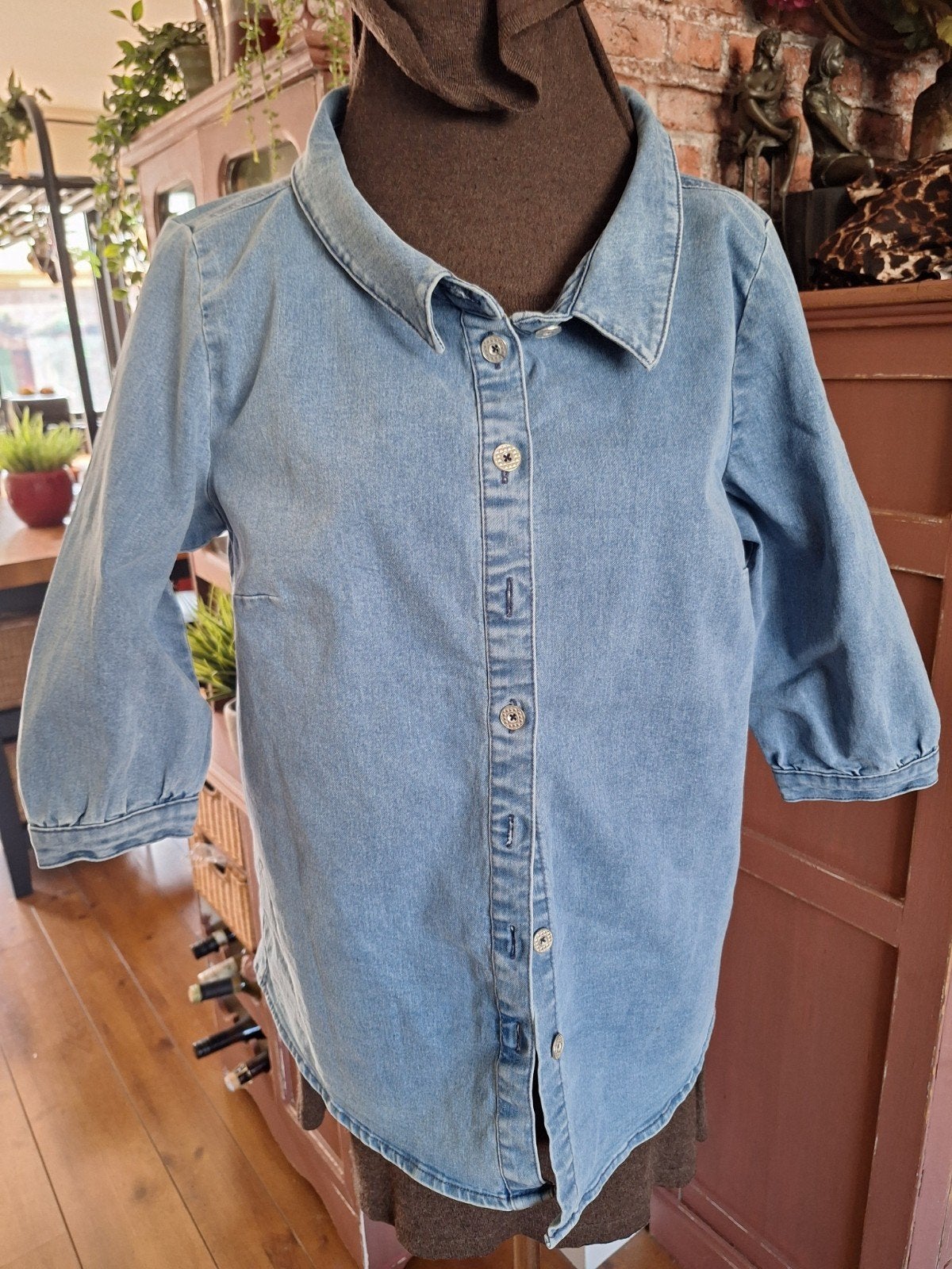 Spijkerblouse maat 40 stretch heine, Kleding | Dames, Ophalen of Verzenden, Zo goed als nieuw, Maat 38/40 (M), Blauw