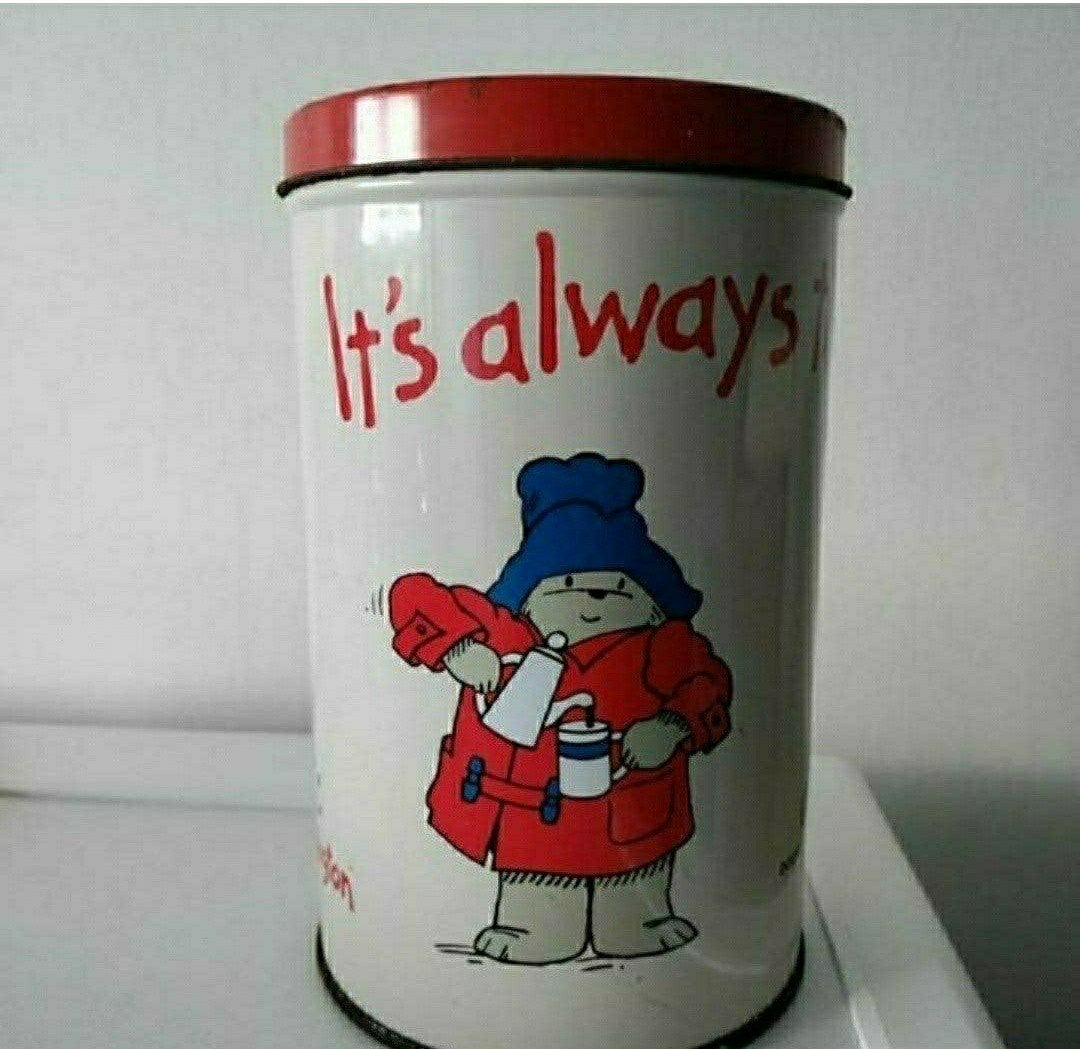 Koffieblik,Beertje Paddington,Douwe Egberts,DE,Vintage,blik, Verzamelen, Ophalen of Verzenden, Gebruikt, Koffie