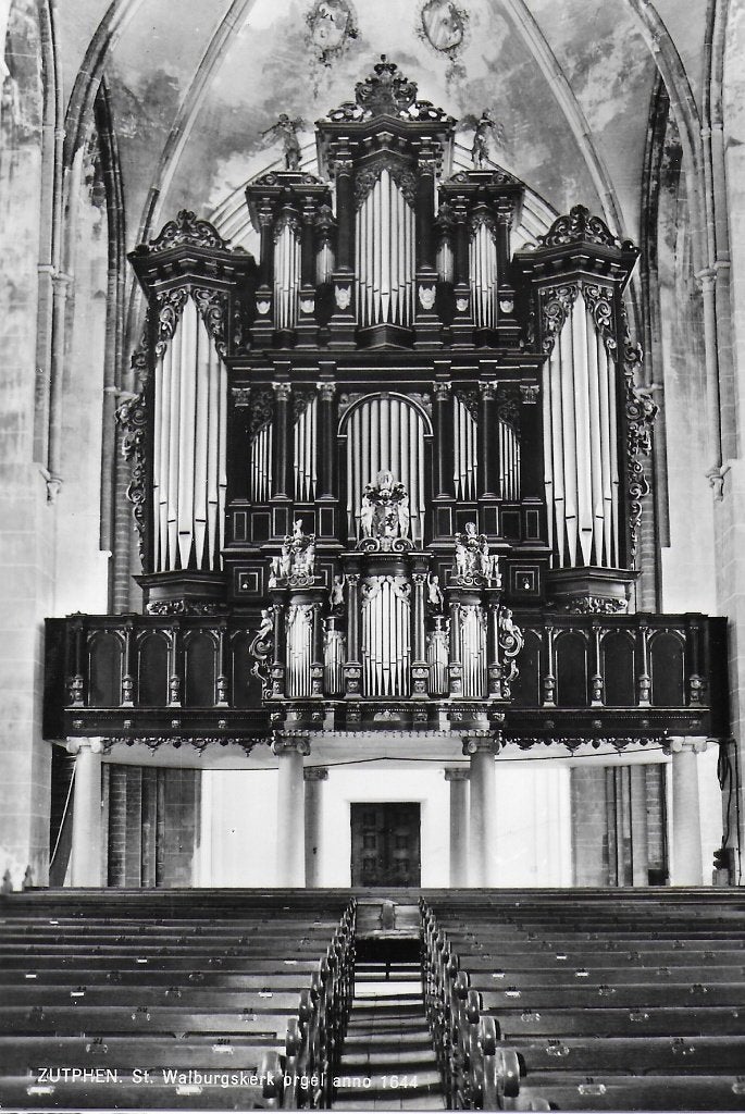 Pa656 ongelopen ansichtkaart zutphen orgel st walburgkerk, Ophalen of Verzenden, 1960 tot 1980, Ongelopen, Gelderland
