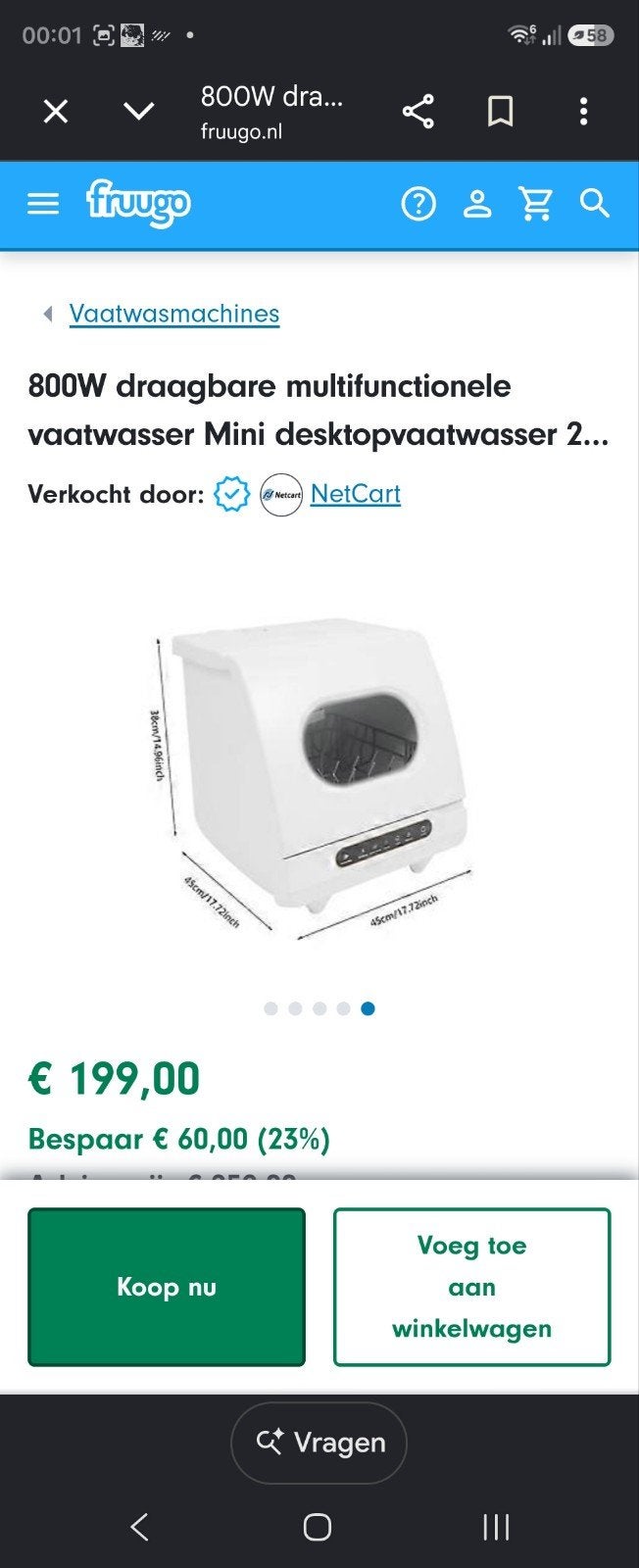 Nieuwe 800W Desktop Vaatwasser - Compact en Krachtig, Ophalen, Nieuw, Minder dan 45 cm, Minder dan 85 cm