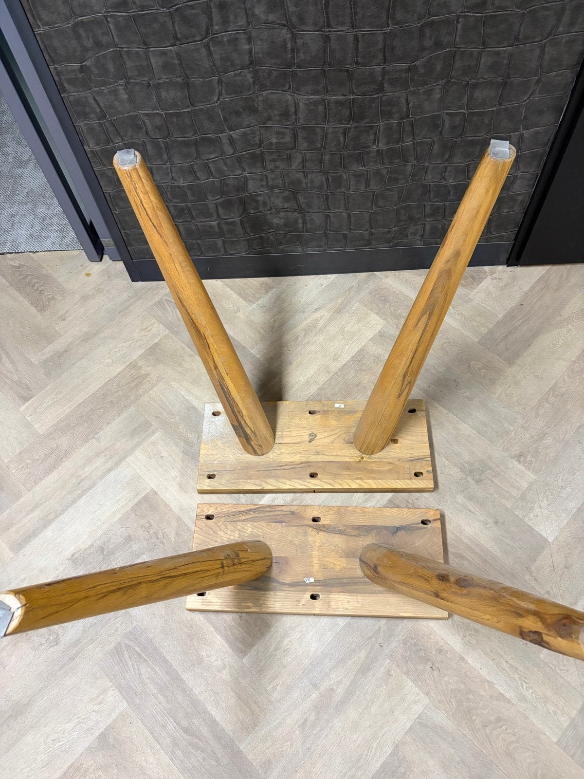 Massief eiken barnwood tafelpoot - 74x75 cm, Ophalen, Tafelpoot, Gebruikt, 50 tot 100 cm