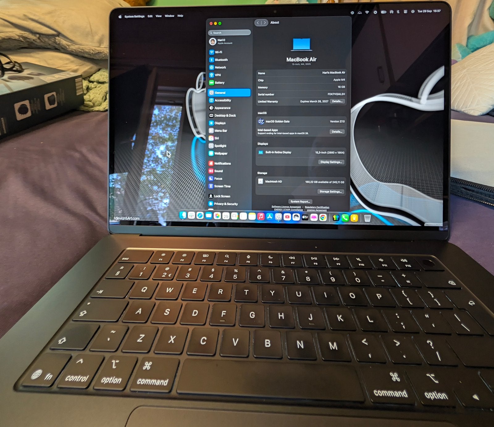 Macbook Air M4 15inch, Ophalen, 256 GB, 15 inch, Zo goed als nieuw