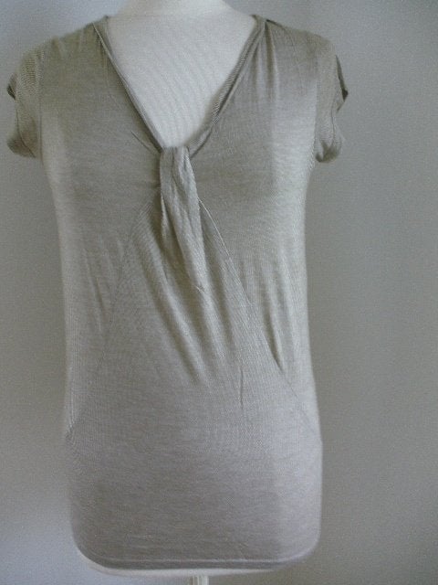 TURNOVER t- shirt bruin wit streep maat S, Maat 38/40 (M), Bruin, Zo goed als nieuw, Korte mouw