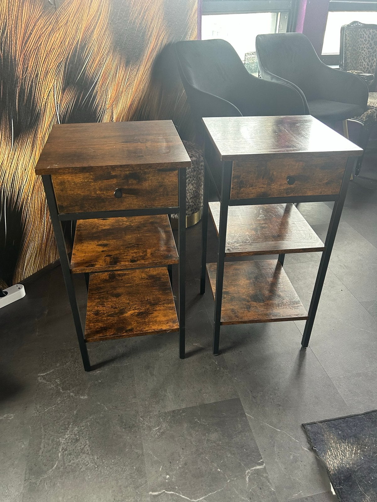 Set van 2 VASAGLE Nachtkastjes - Industrieel Design, Ophalen, Minder dan 55 cm, Vierkant, Zo goed als nieuw