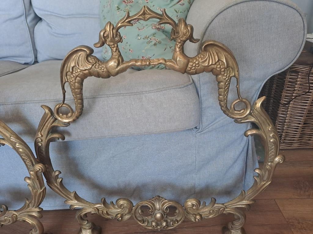 Zware messing raamhorren met drakenmotief, Antiek en Kunst, Ophalen of Verzenden