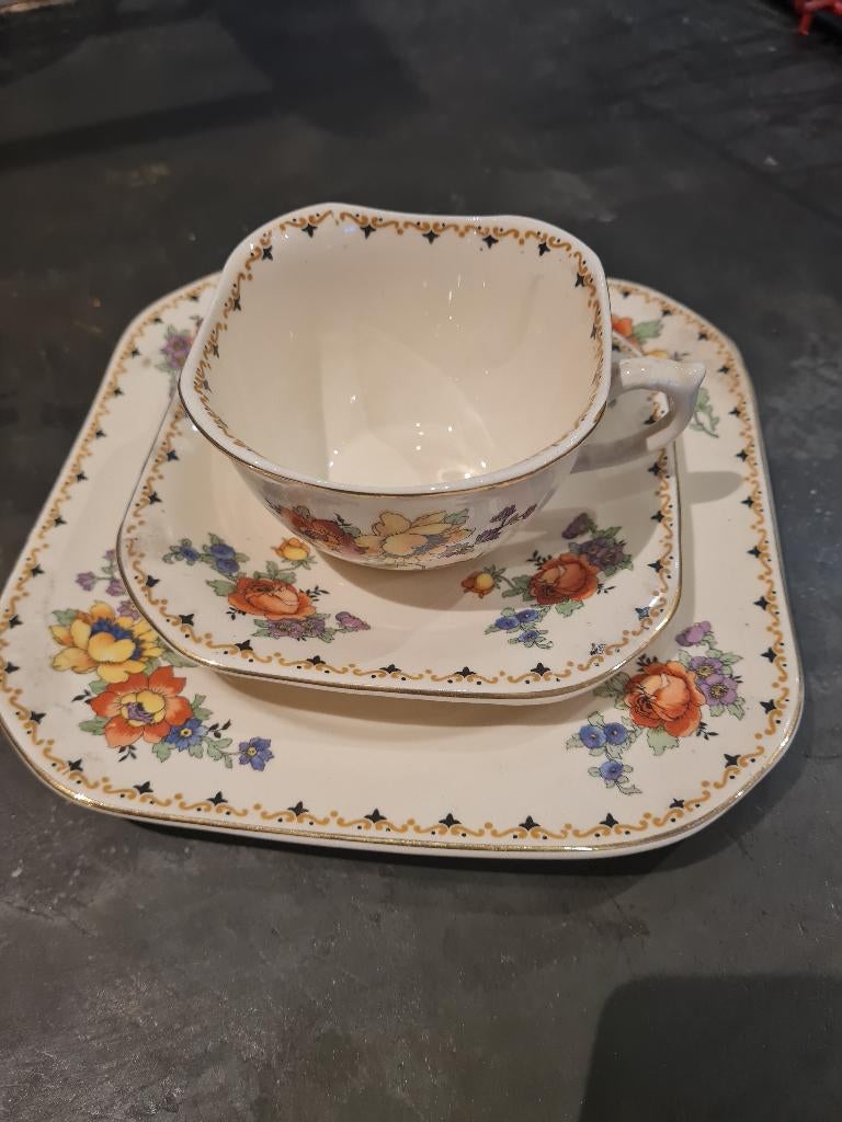 Zeer oud Engels petit dejeuner setje Woods Ivory ware, Antiek en Kunst, Curiosa en Brocante, Ophalen of Verzenden