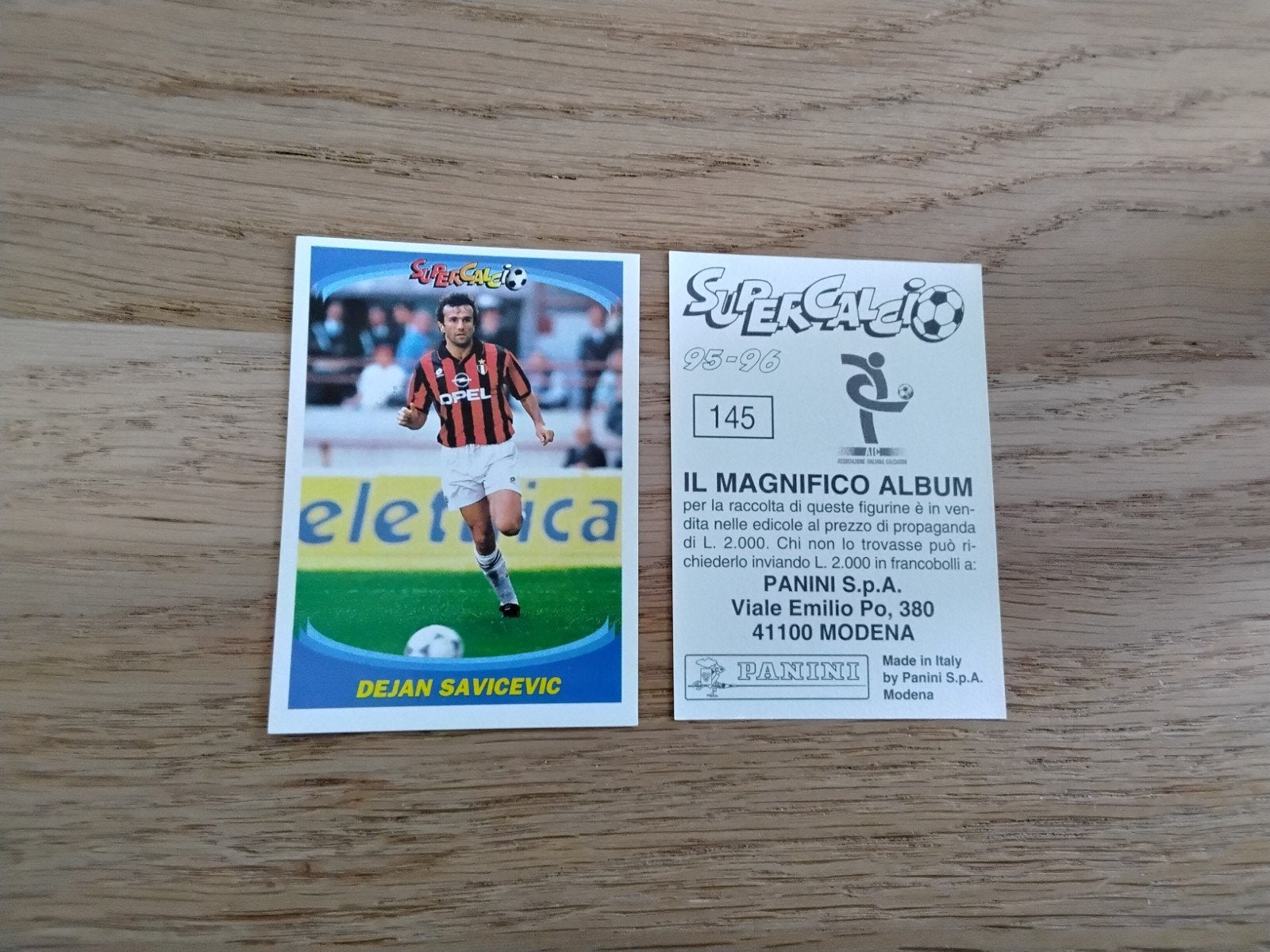 Panini Supercalcio 95-96 Dejan Savicevic Sticker 145, Ophalen of Verzenden, Zo goed als nieuw, Buitenlandse clubs, Poster, Plaatje of Sticker