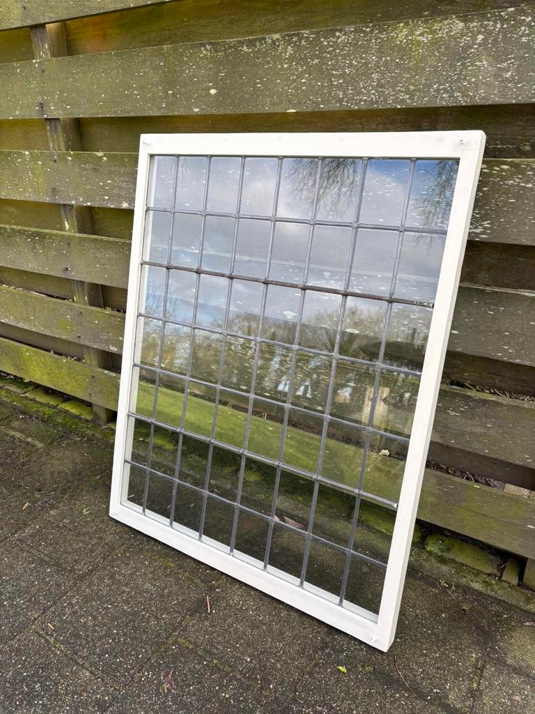 Glas in loodraam geplaatst in inzetkozijn, Doe-het-zelf en Verbouw, Glas en Ramen, Ophalen, Gebruikt, Glas in lood, 80 tot 120 cm