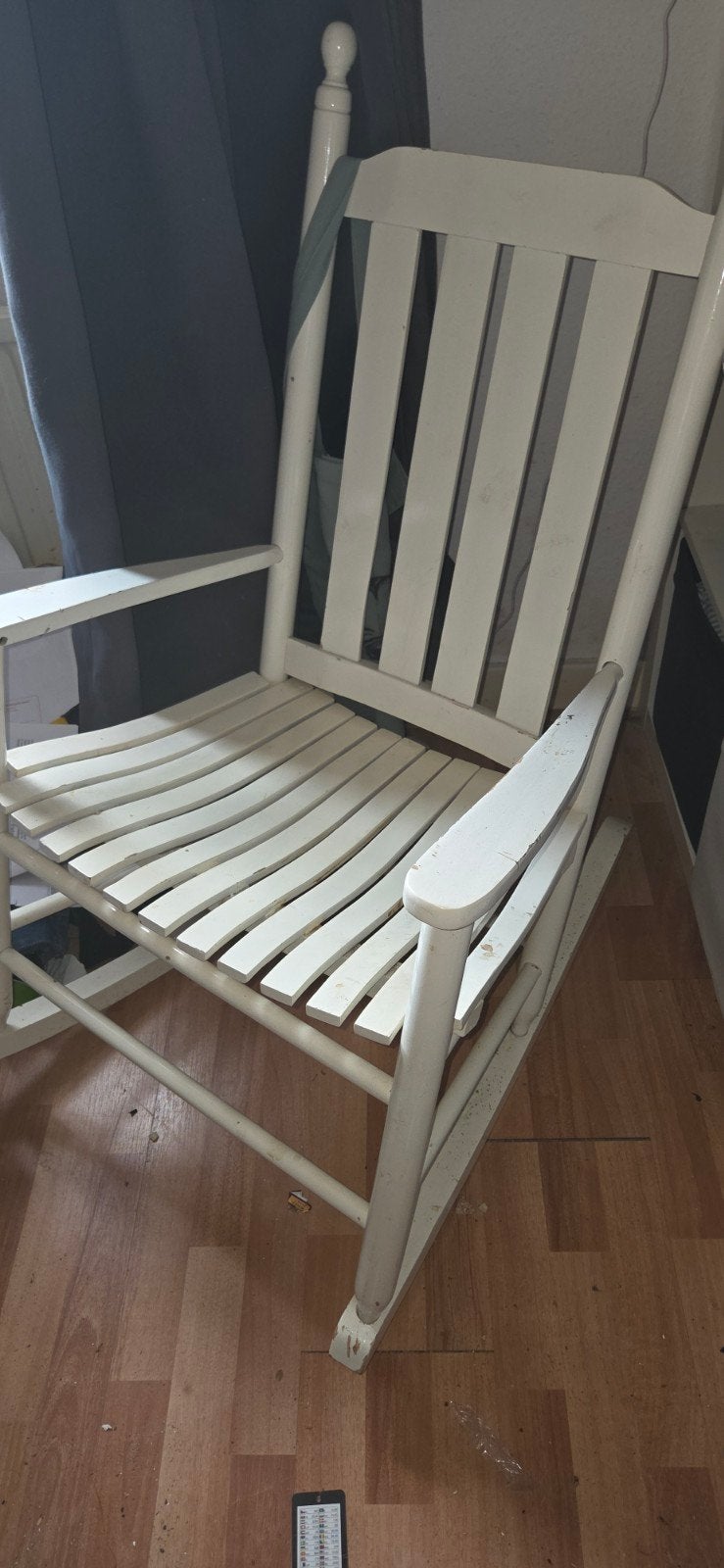 Witte houten schommelstoel set volwassen en kind, Huis en Inrichting, Stoelen, Ophalen, Gebruikt, Eén, Hout