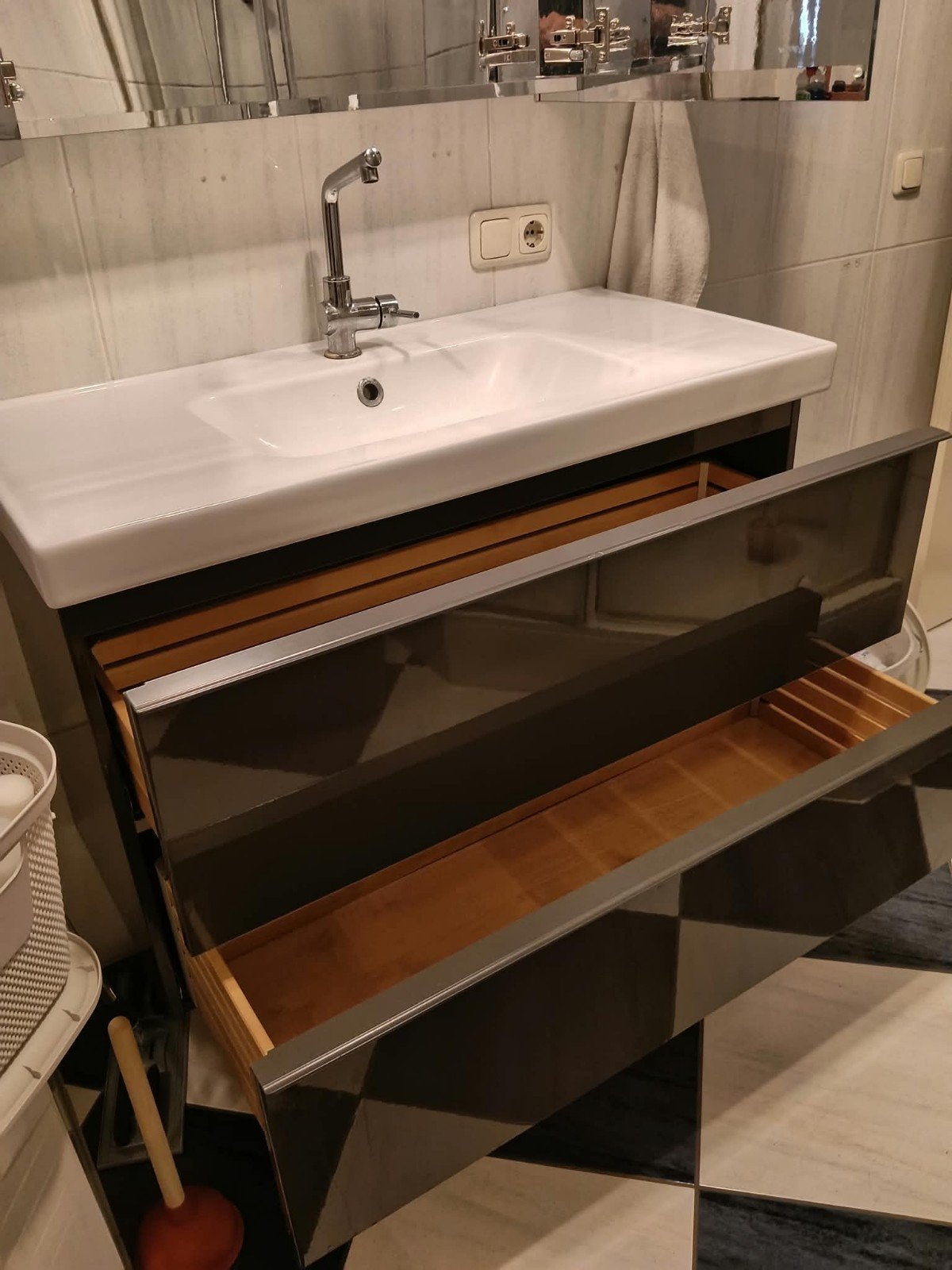 IKEA GODMORGON wastafelkast met wasbak en spiegelkast, Ophalen, Gebruikt, 50 tot 100 cm, Minder dan 100 cm