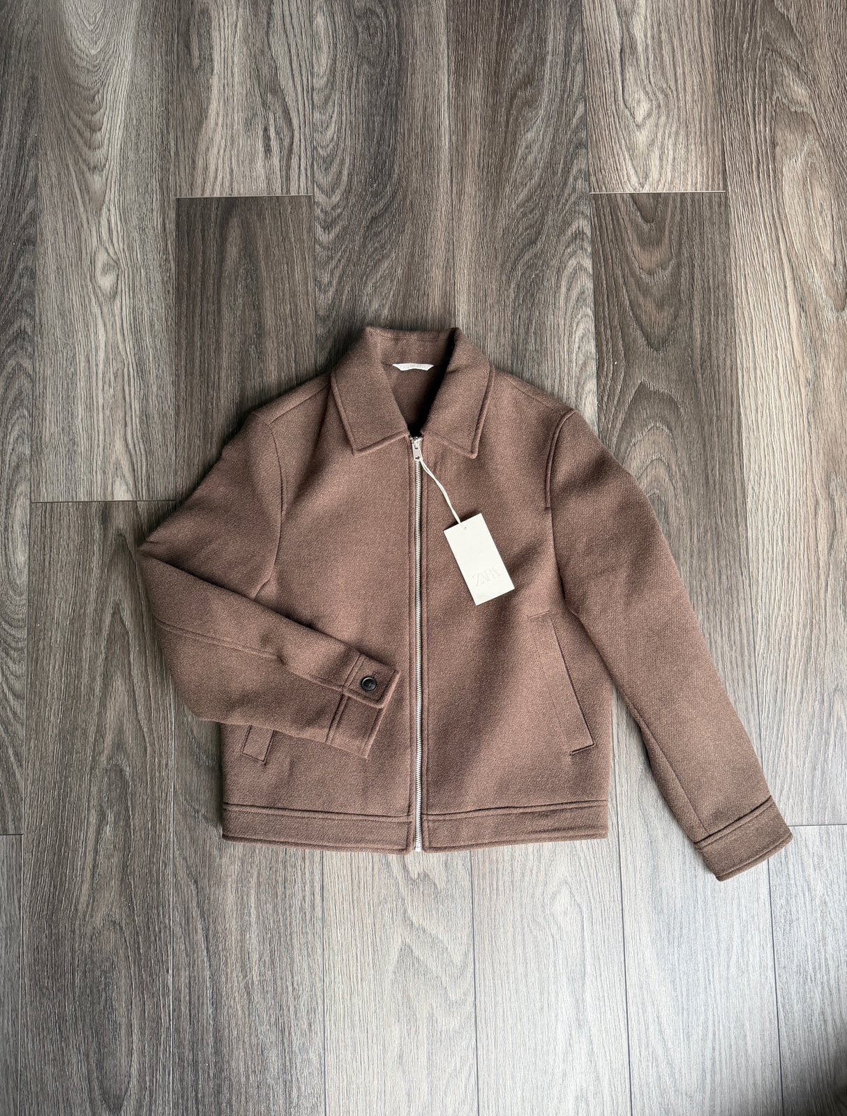 Zara stoffen jas ( bruin), Kleding | Heren, Jassen | Winter, Verzenden, Zo goed als nieuw, Maat 52/54 (L), Bruin