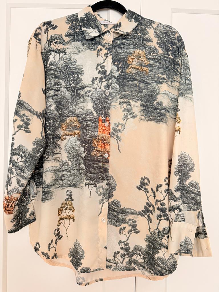 G. Ricceri Blouse met Landschap Print maat L, Ophalen of Verzenden, Zo goed als nieuw, Maat 38/40 (M), Overige kleuren